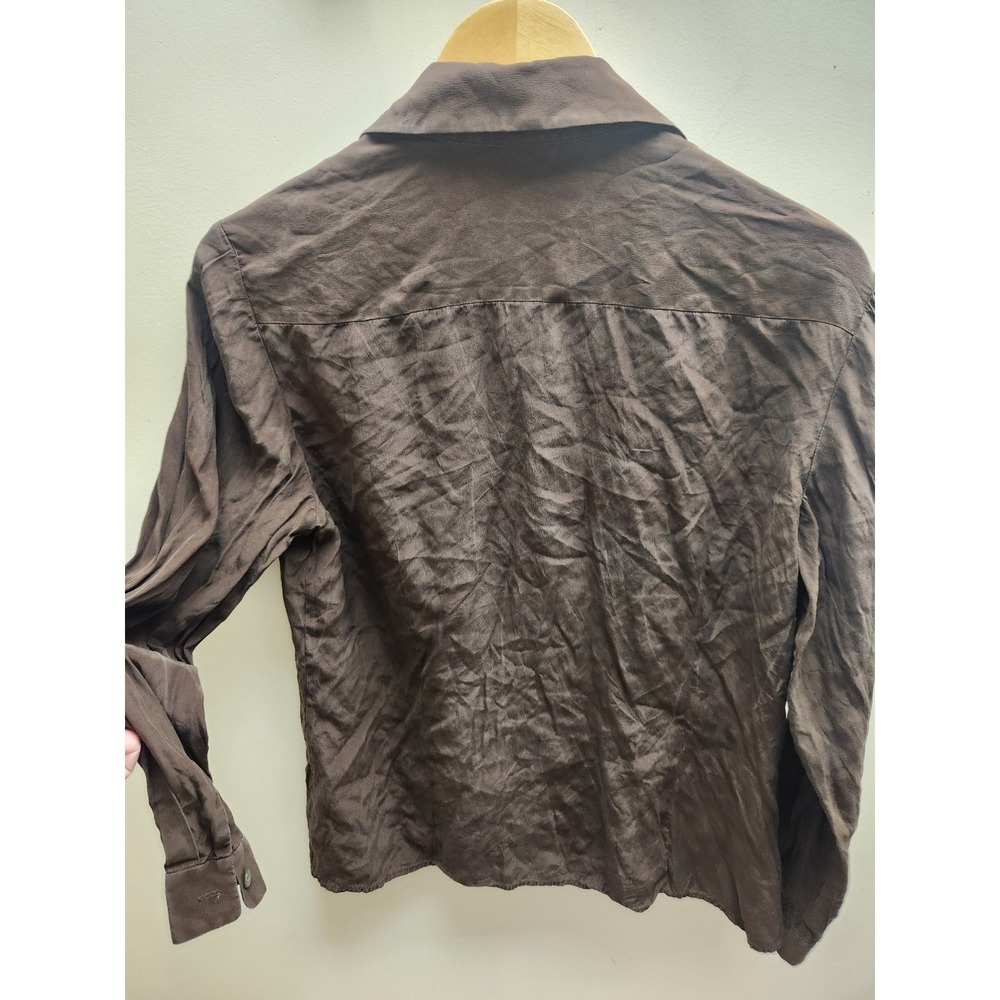 Barry Bricken Womens Brown‎ Button Up Long Sleeve Shirt Top Size M - Picture 2 of 3